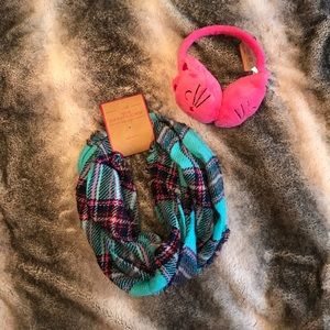 4-6X: Infinity Scarf and Pink Kitten Earmuffs
