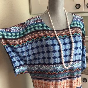 Tribal mixed print top