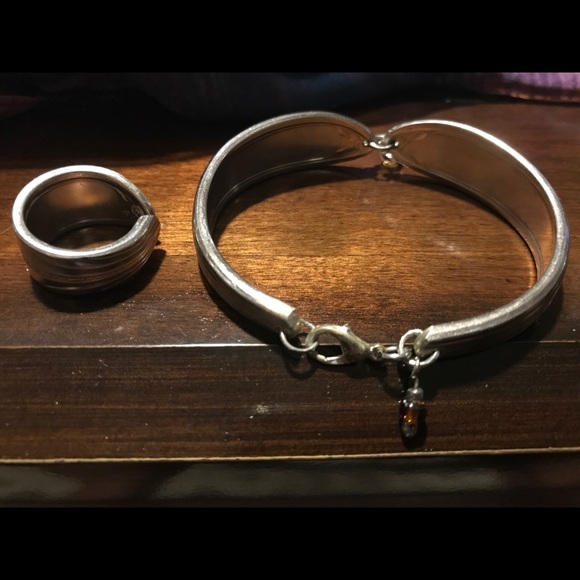 Spoon ring & bracelet with matching earrings - Picture 5 of 7