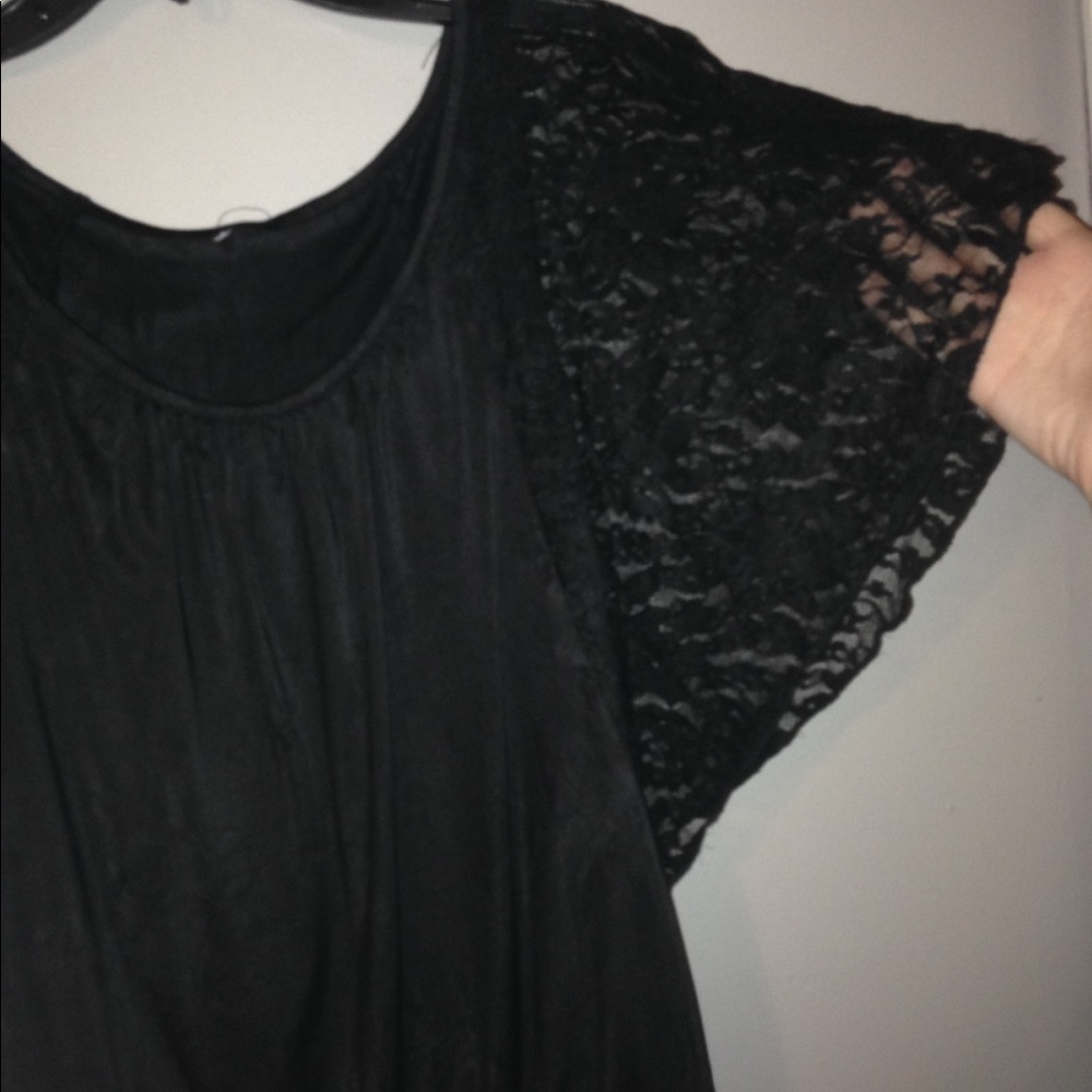 Black Top with Lace Sleeves