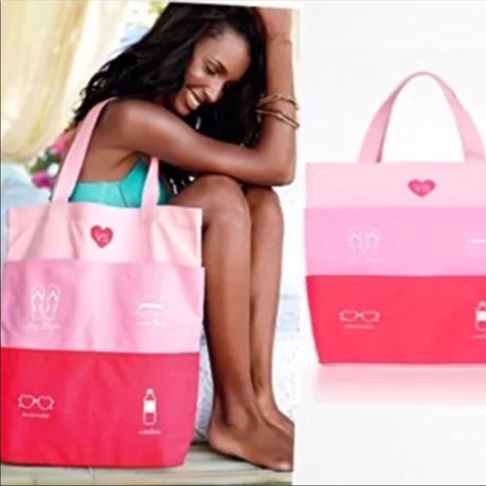 Victoria's Secret Pink Beach Tote Bag with pockets NWOT