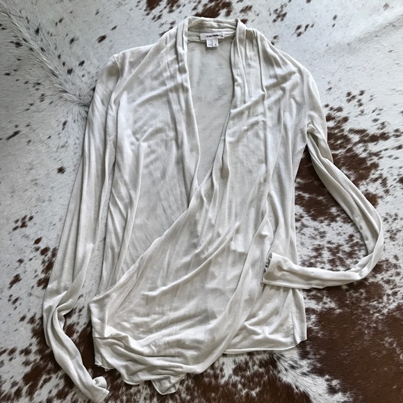 Helmut Lang Tops - Helmut Lang jersey draped front long sleeve top