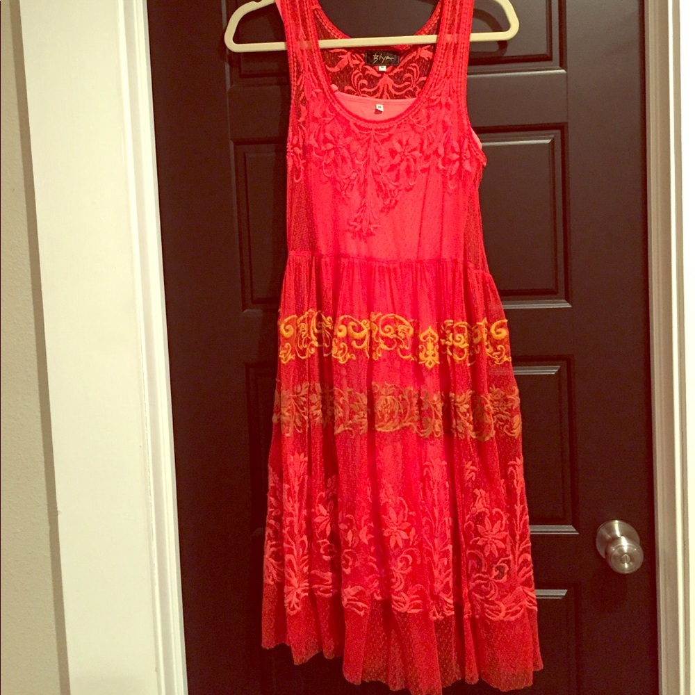 Lace embroidered dress with slip to match