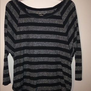 Black and silver Striped American Eagle Top