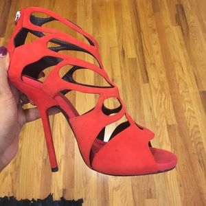 100% Authentic Red Suede Giuseppe Zanotti Sandles