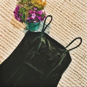 Forest Green Velvet Midi Dress