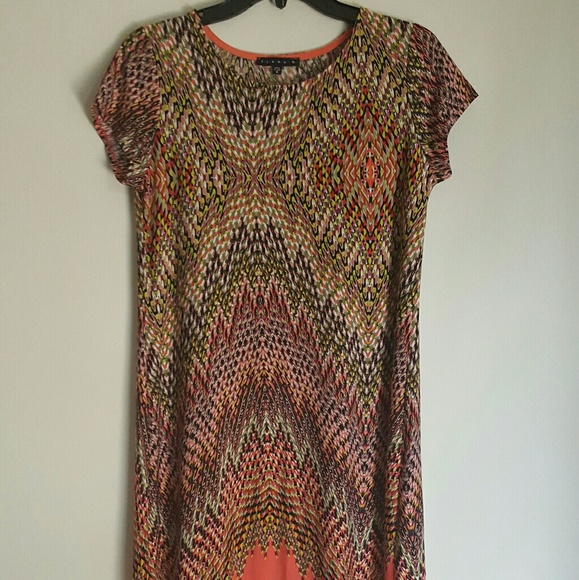 2/20  Cap Sleeve Multi-Color Tunic Dress - Picture 1 of 5