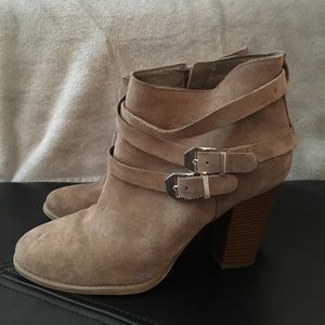 Tan Booties with Buckle Detail Size 8.5