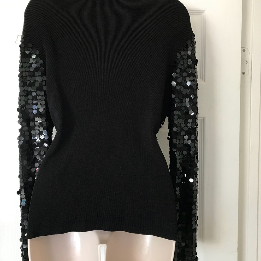 Parisline sequin sweater. Size M. Black! EUC! - Picture 2 of 4
