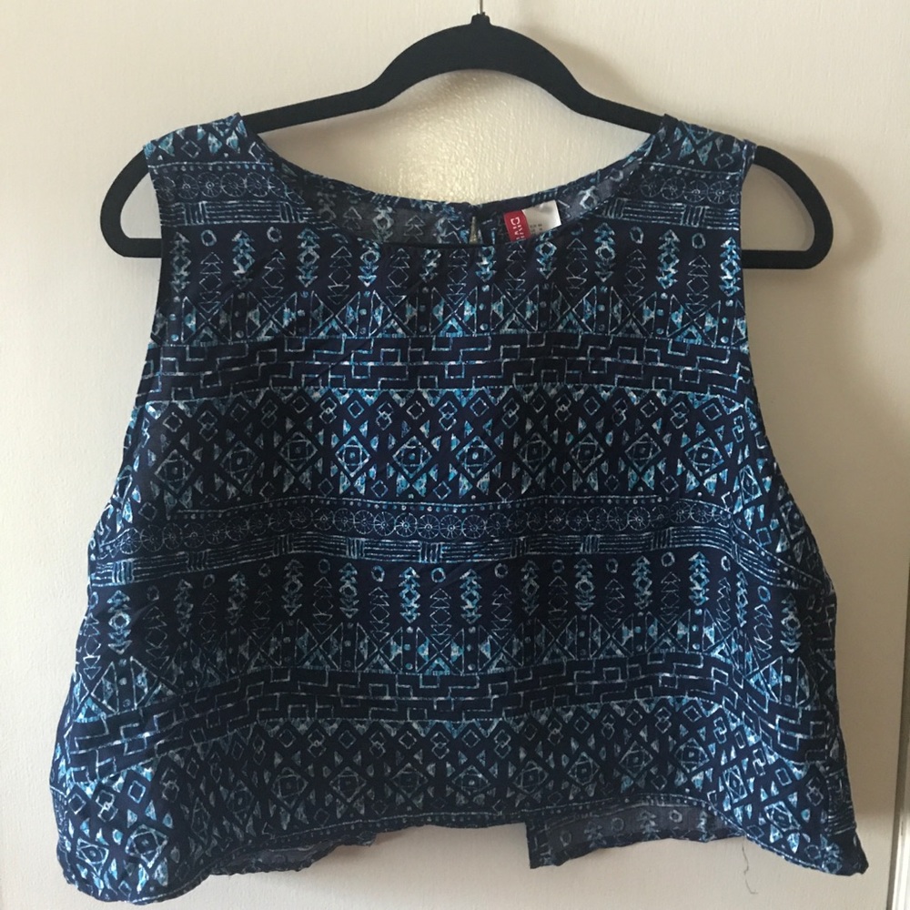H&M Blue, open back crop top