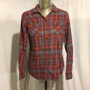 Eddie Baurer, Burgundy/Aqua Plaid, Women's Flannel
