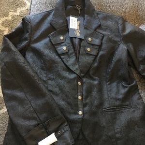 Vintage Goth black leather and lace Blazer