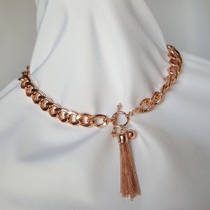 NWOT Rose gold set necklace and earrings set