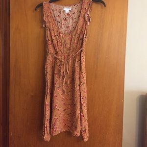 Tan dress with floral design