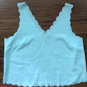 Mint Green Scalloped Crop Top