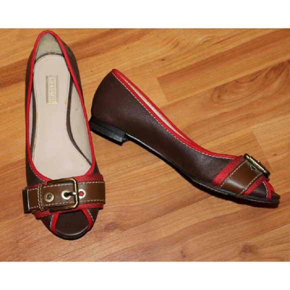 Merona brown peep toe flats sz 6.5 - Picture 2 of 5