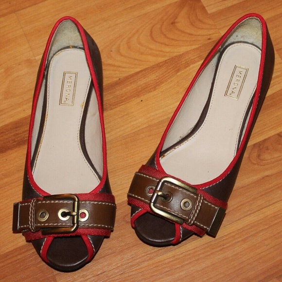Merona brown peep toe flats sz 6.5 - Picture 3 of 5