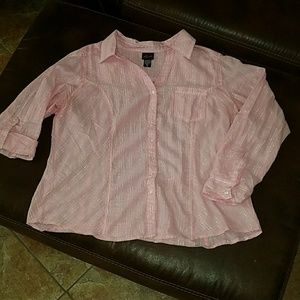 Torrid 2 Button Down Collared Pinstripe Top