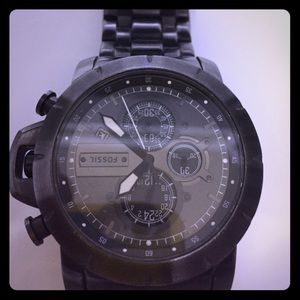 Fossil Watch Black metallic wrist band.