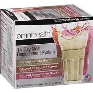 13 Pks of OMNIHEALTH shakes compared to shakeology
