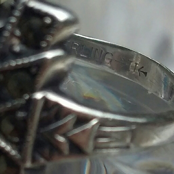 ANTIQUE Art Deco UNCAS Hematite Marcasite 925-SS - Picture 4 of 8