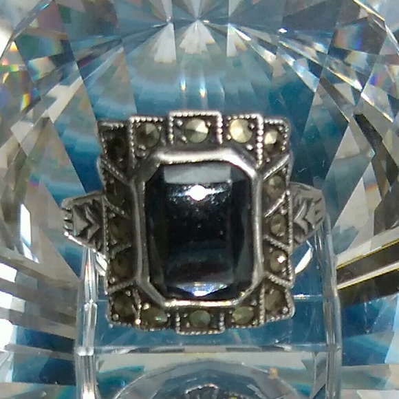 ANTIQUE Art Deco UNCAS Hematite Marcasite 925-SS - Picture 5 of 8