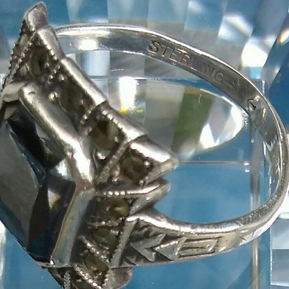 ANTIQUE Art Deco UNCAS Hematite Marcasite 925-SS - Picture 6 of 8