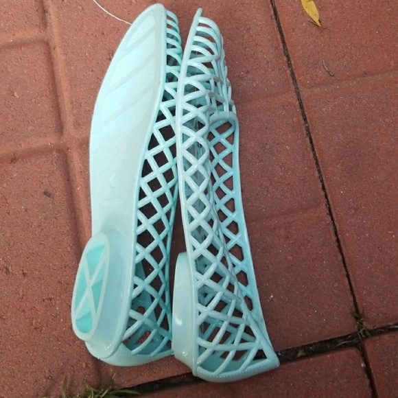 American Apparel PVC lattice jelly sandal new! Aqua beach boho style summer fav - Picture 3 of 3