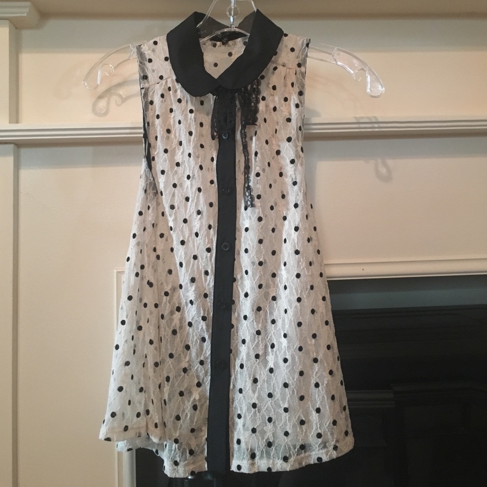 Polka dot and lace blouse!