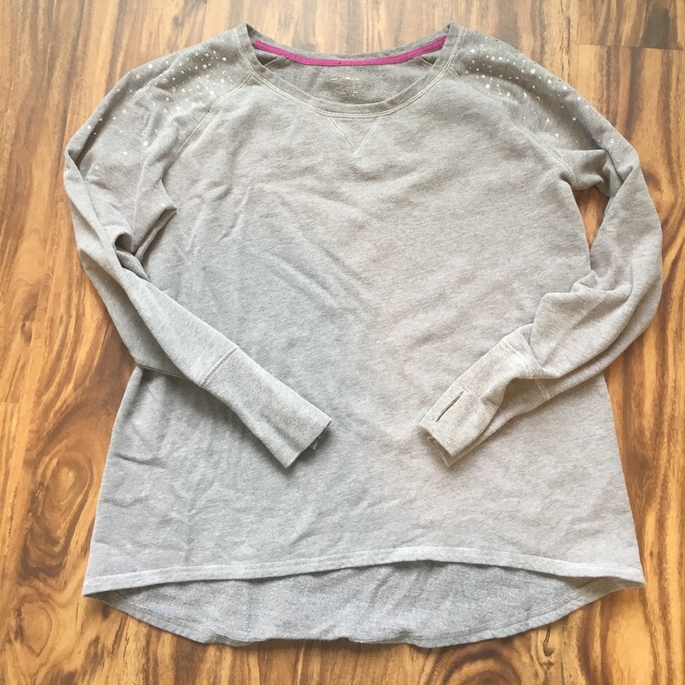 Grey sweatshirt with rhinestones details