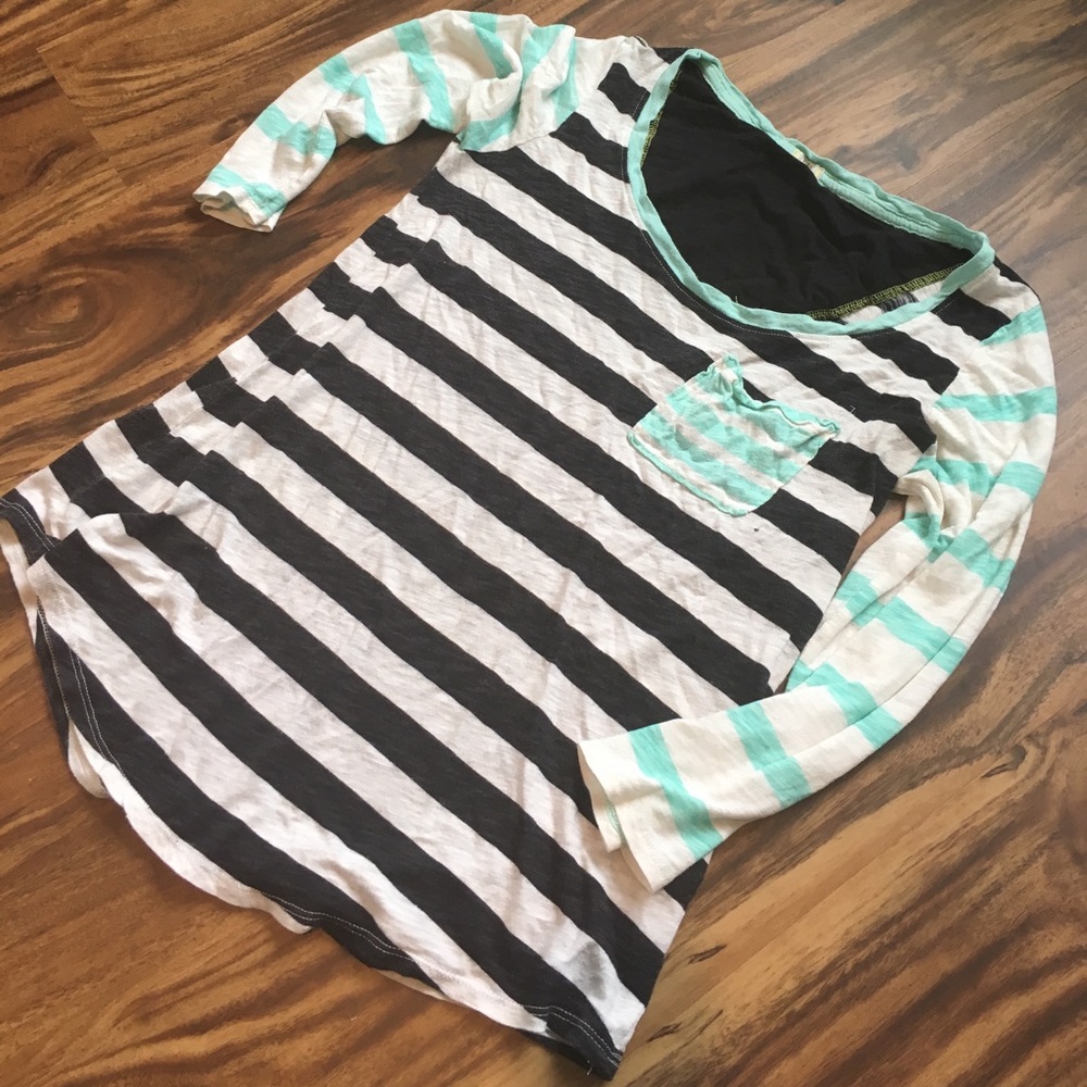 Black and white striped baseball tshirt