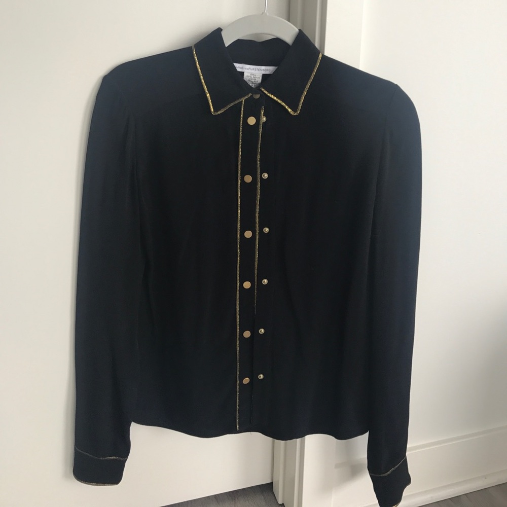 Diane Von Furstenberg Black Silk Blouse