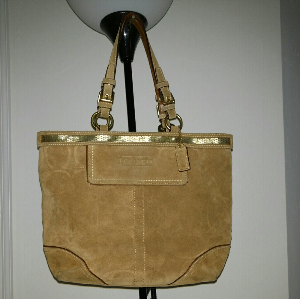 Coach Tan Suede Shopper Tote
