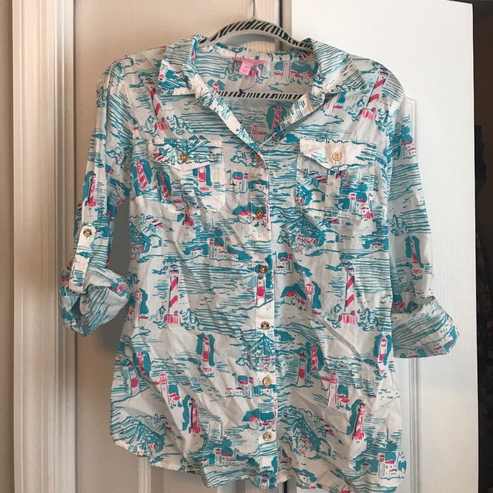 Lilly Pulitzer Lighthouse Button Up Shirt