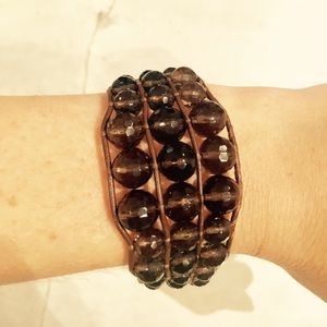Chan Luu brown leather bead bracelet