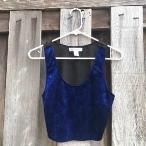 Blue velvet crop top