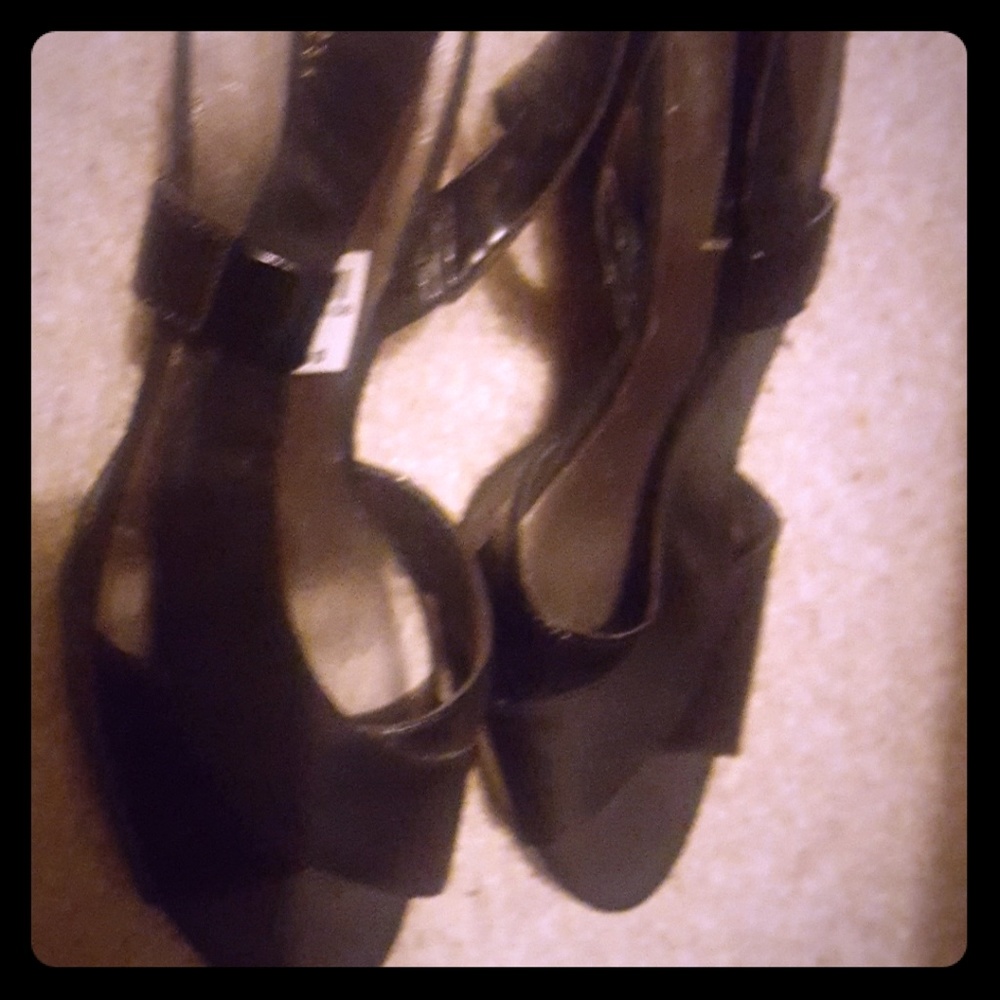 Black peeptoe high heels