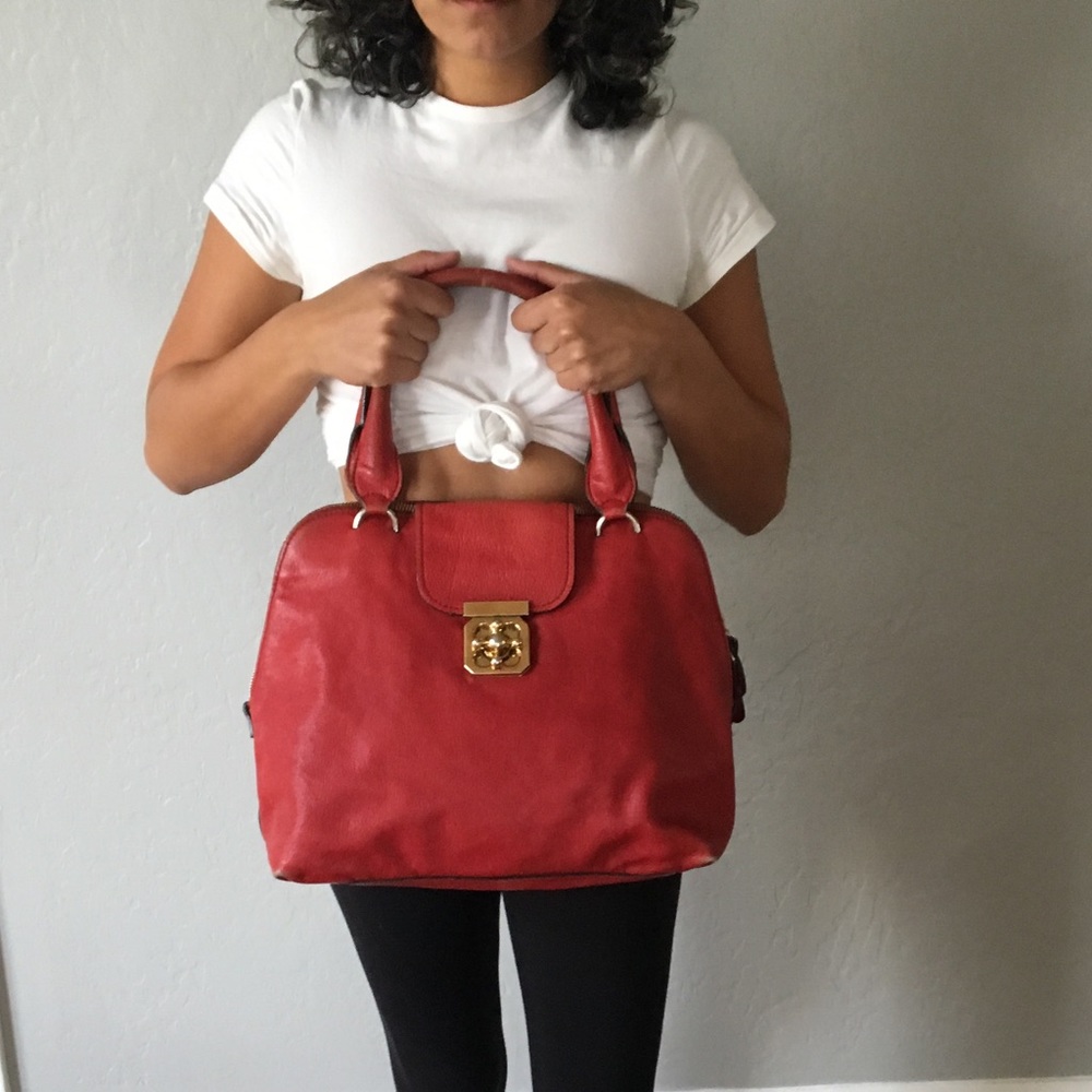 Chloé Red Elsie Large Bowling Bag