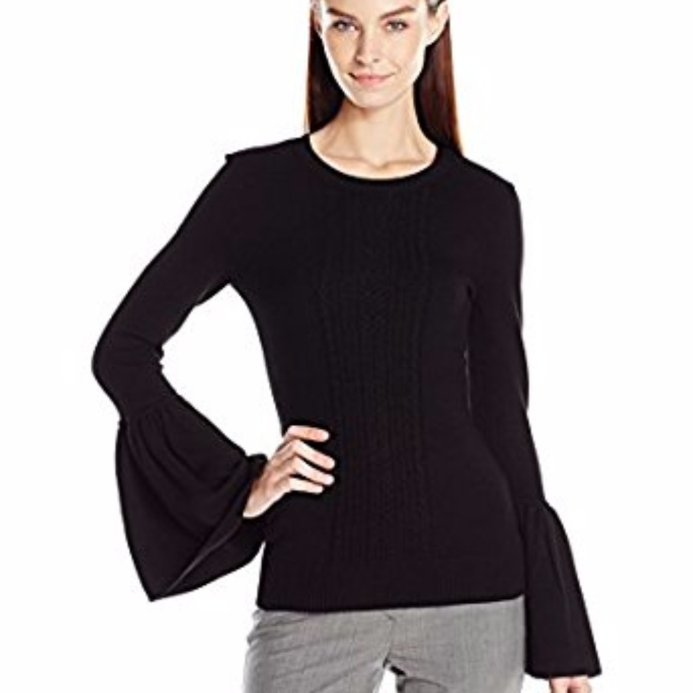 BCBGMAXAZRIA women's Lianne top Black Long Sleeve