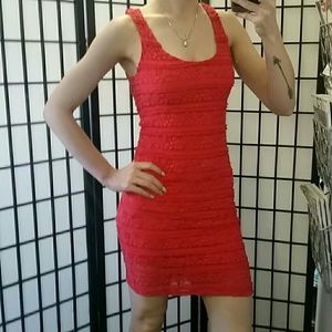 Red floral print dress