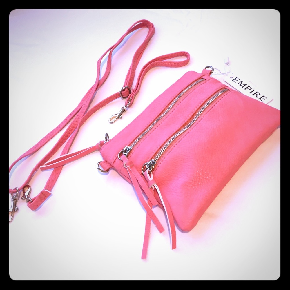 Salmon Pink cross-over Clutch