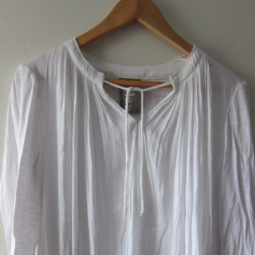 3/4 Sleeve White Loose Shirt