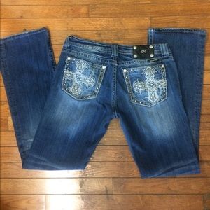 Miss Me bling cross pocket rinsed wash jeans