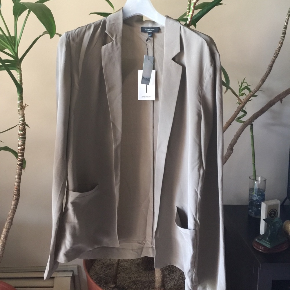 Aritizia Babaton 100% Silk Grayson Morel Jacket 4