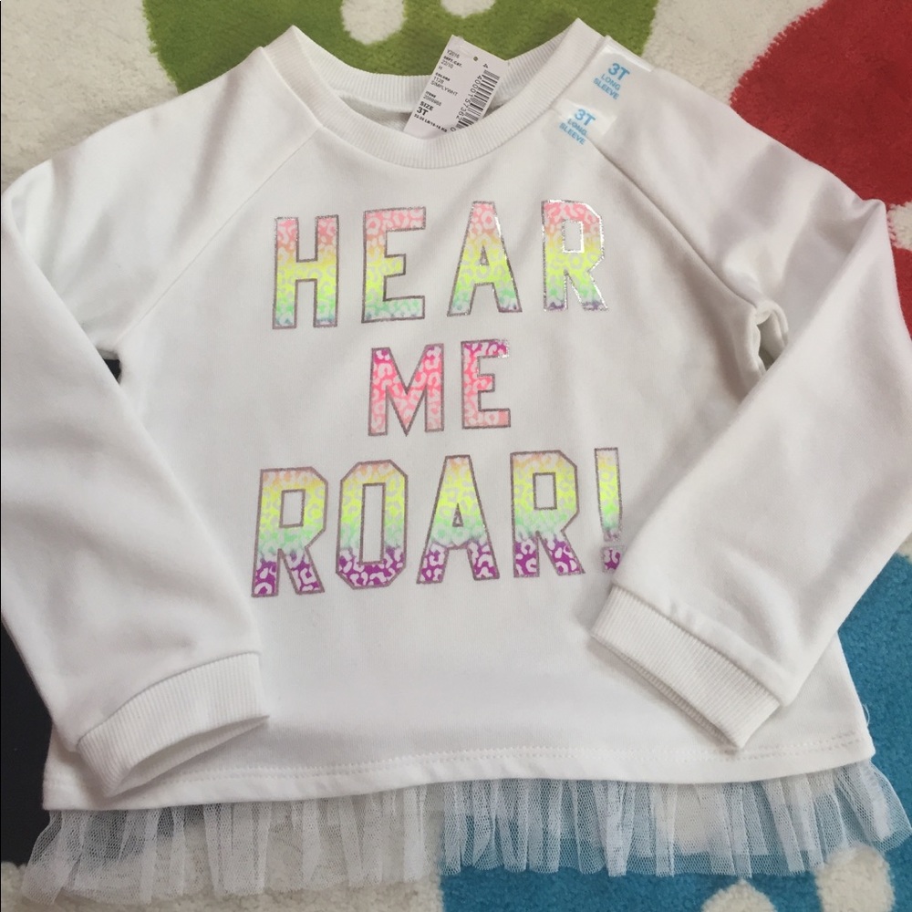 BNWT 3T white cotton long sleeve sweat shirt