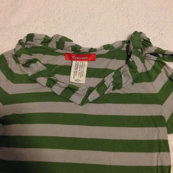 Anthro Cartonnier green / gray striped top - Picture 2 of 7