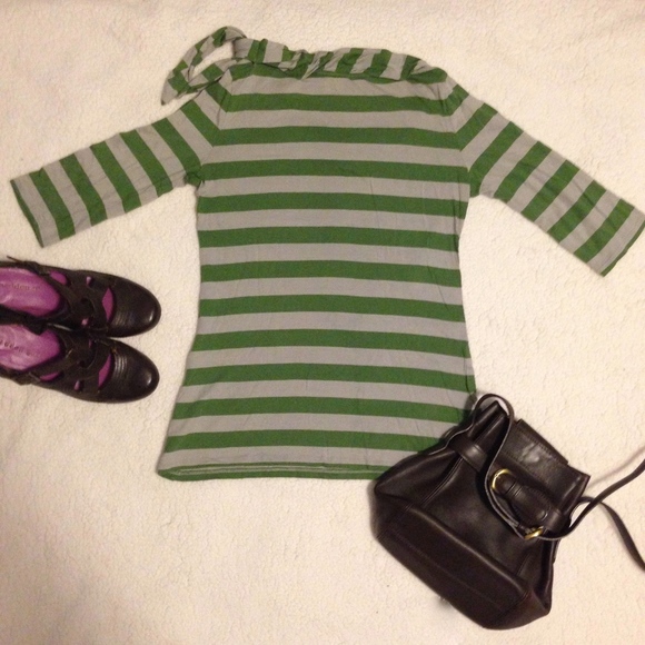 Anthro Cartonnier green / gray striped top - Picture 3 of 7