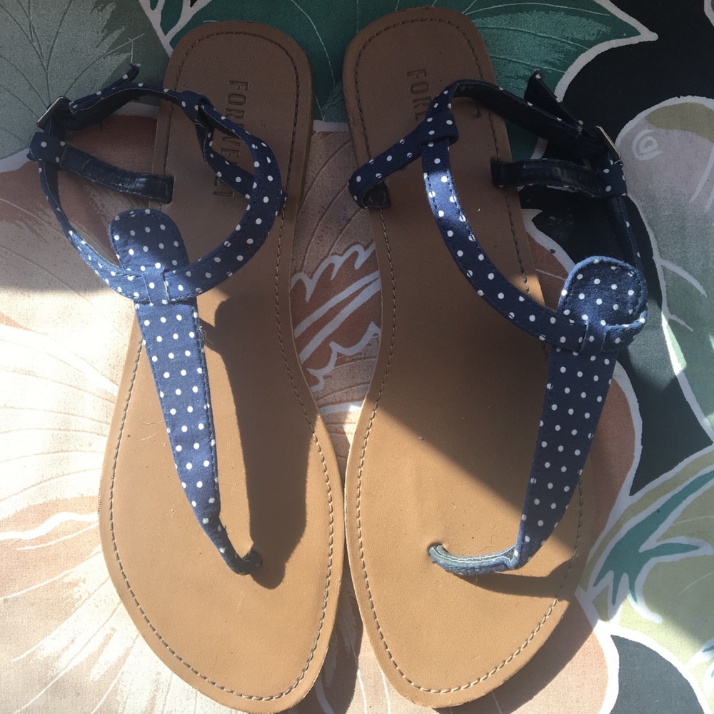 Forever 21 polka dot navy sandals