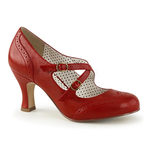 Pin Up High Heel Criss Cross Mary Jane Shoes - Picture 1 of 5