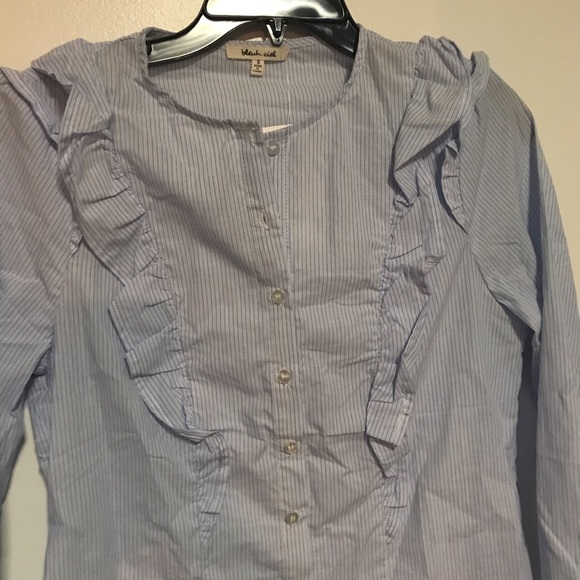 Small blue white striped ruffle shirt - Picture 2 of 3
